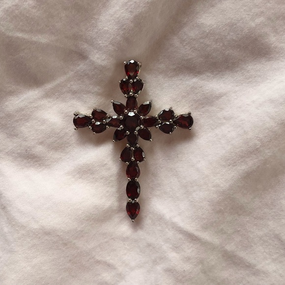 QVC Jewelry - qvc garnet cross pendant